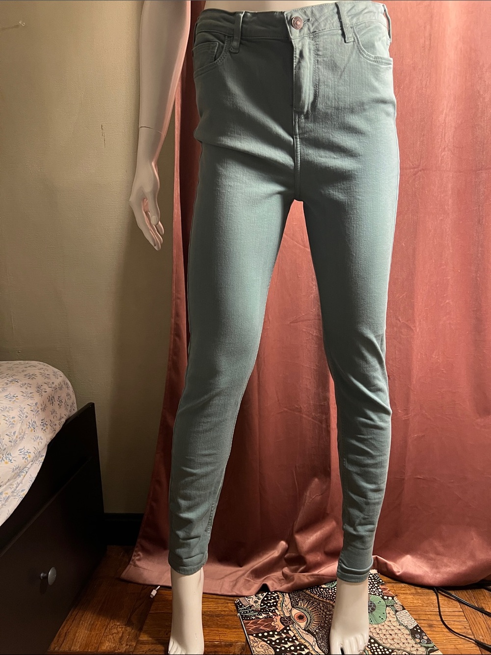 Fat Face Women's Sage Green high waisted skinny/straight stretch jeans size 8